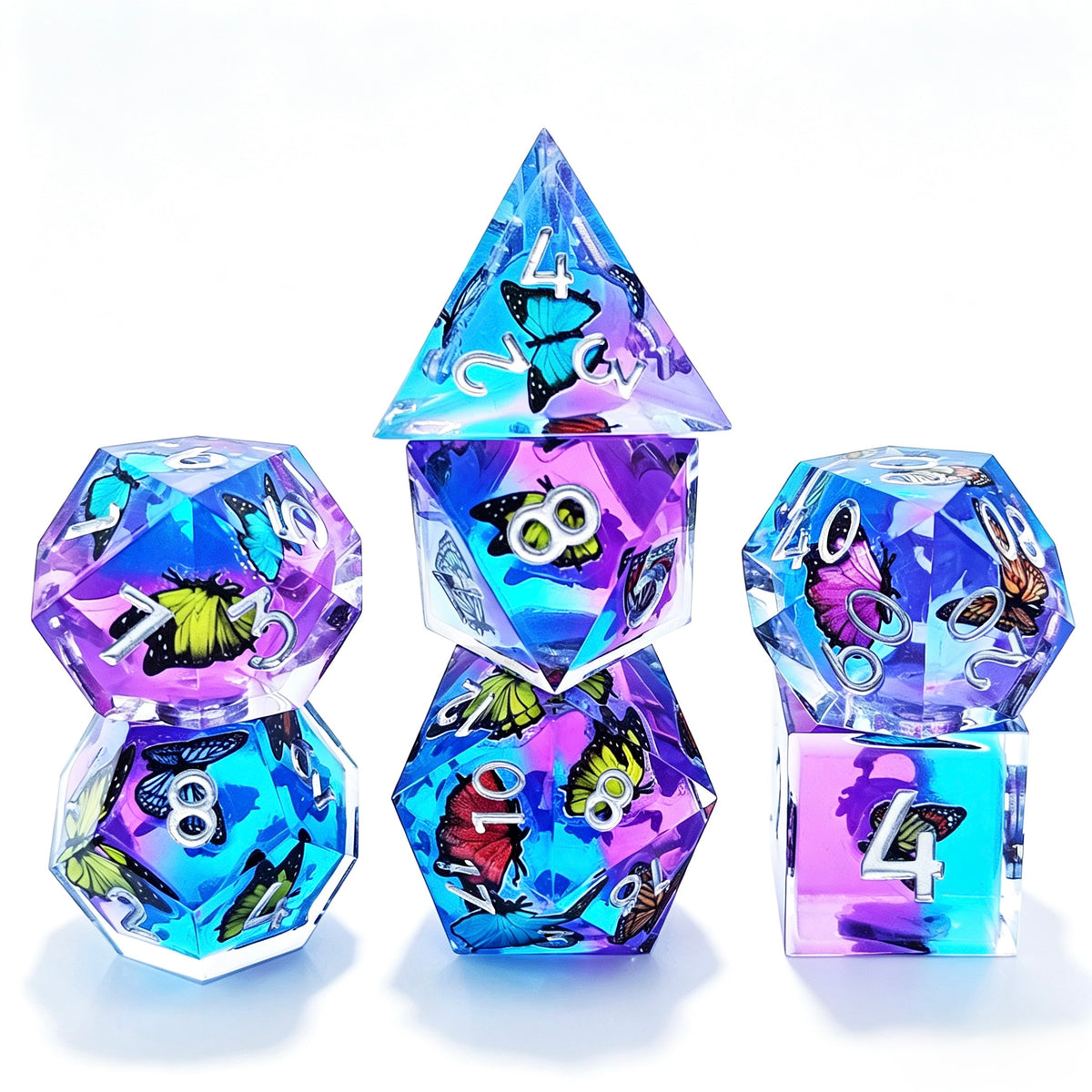 Gradient Butterfly Solid Core 7-Piece Dice Set