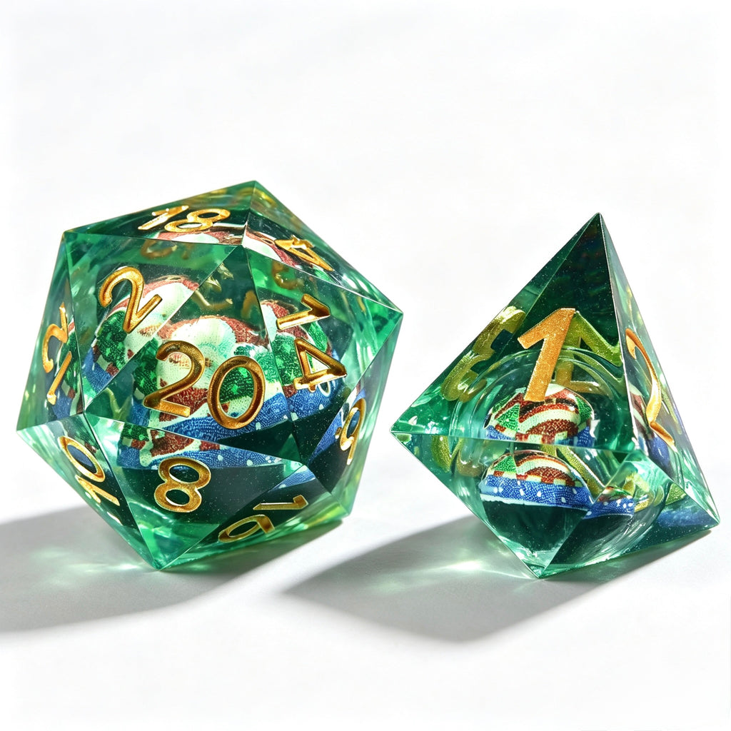 Santa Clause Ball Liquid Core 7-Piece Dice Set