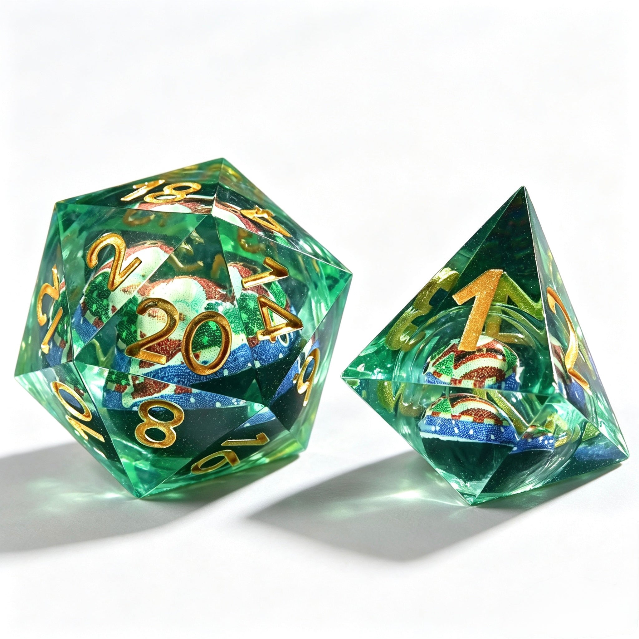 Santa Clause Ball Liquid Core 7-Piece Dice Set