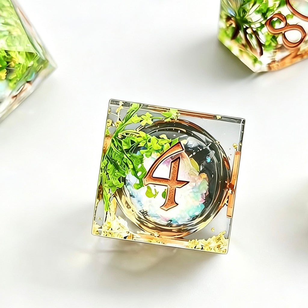 Algae Glitter Liquid Core 7-Piece Dice Set