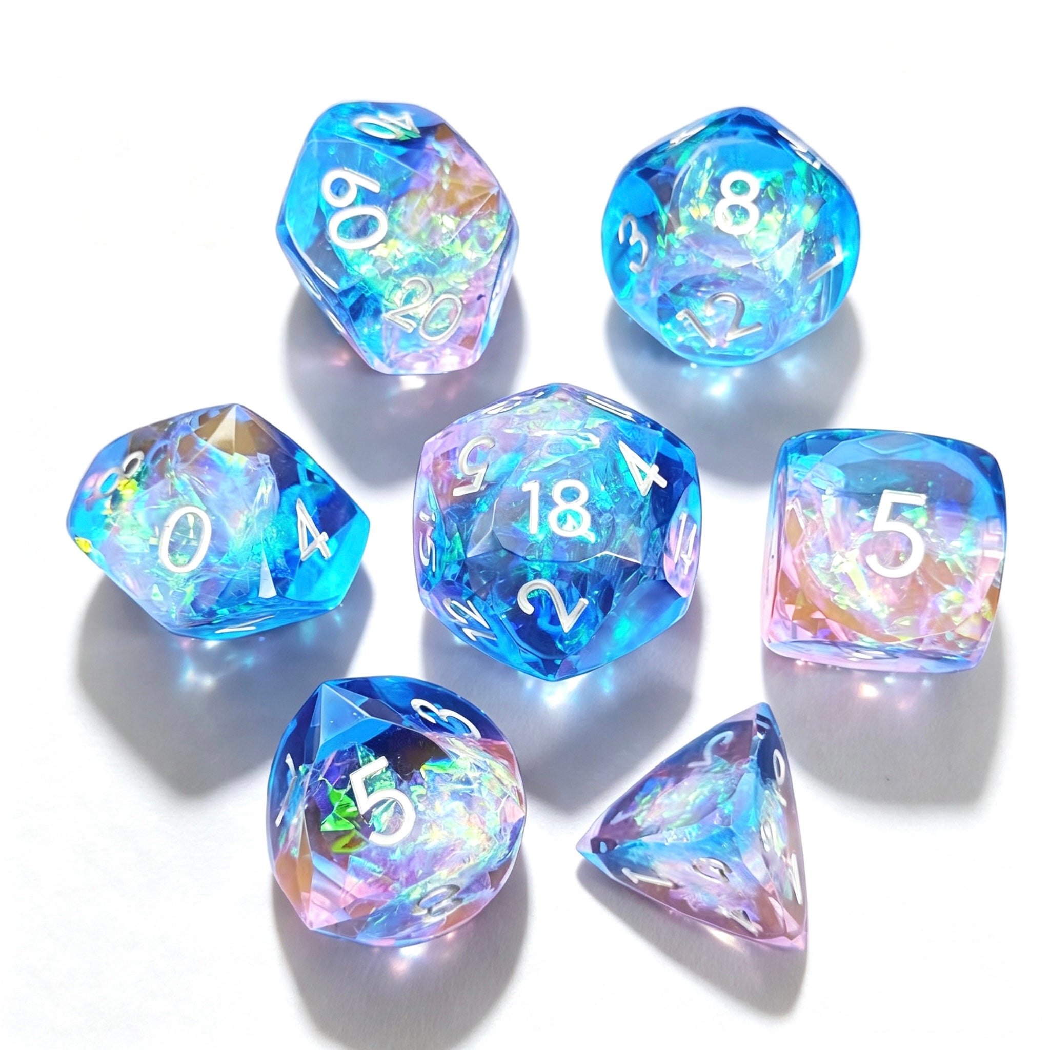Glacial Frost Diamond-Cut 7-Piece Resin Dice Set