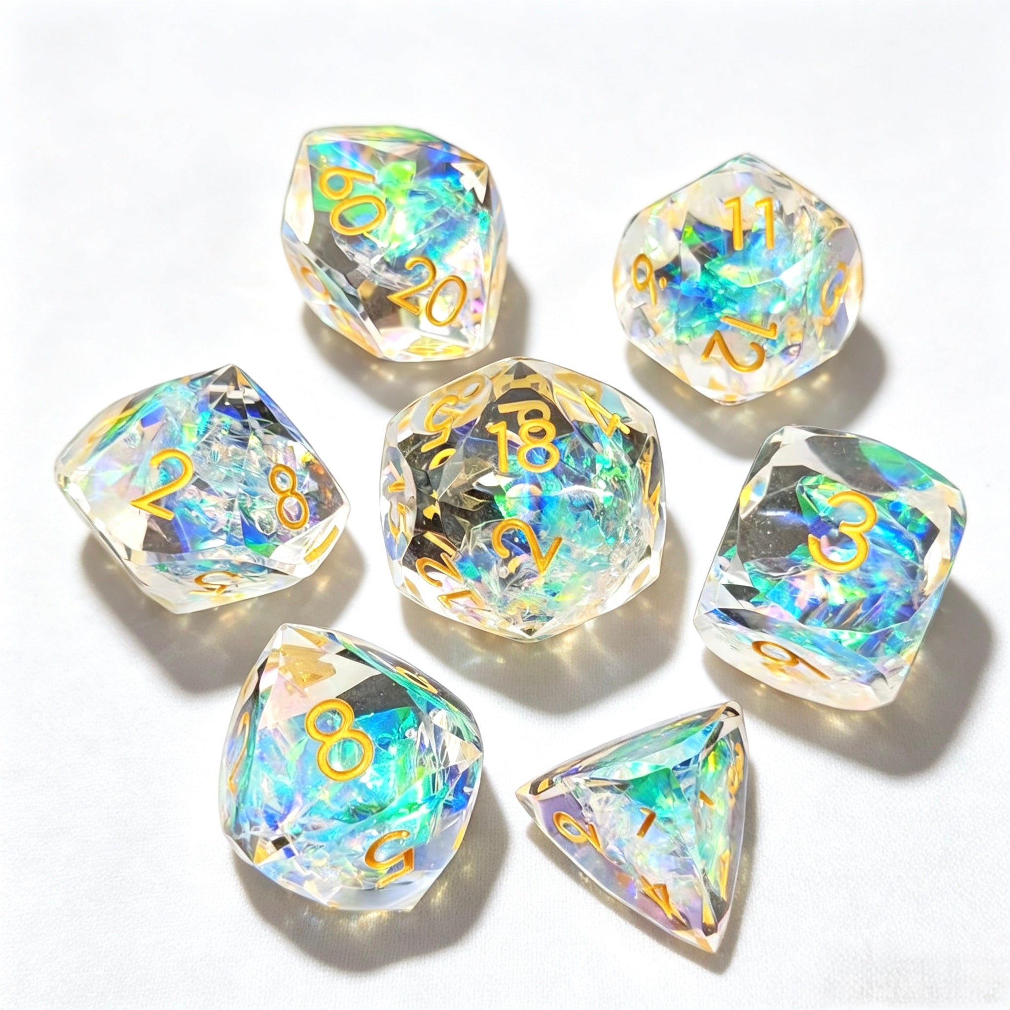 Solar Prism Diamond-Cut 7-Piece Resin Dice Set
