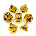 Yellow Cat Glitter Solid Core 7-Piece Dice Set