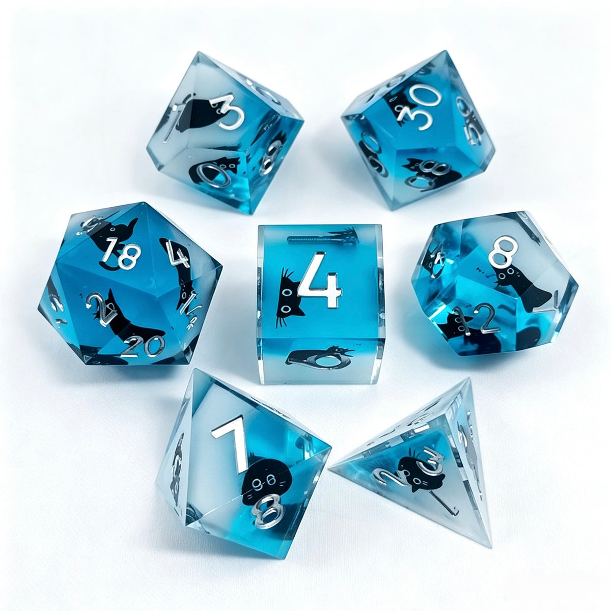 Snow Cat Solid Core 7-Piece Dice Set