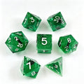 Green Cat Glitter Solid Core 7-Piece Dice Set