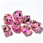 Sakura Pink Black Cat Liquid Core 7-Piece Dice Set
