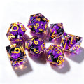 Golden Purple Black Cat Liquid Core 7-Piece Dice Set