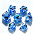 Blue Black Cat Liquid Core 7-Piece Dice Set