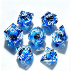 Blue Black Cat Liquid Core 7-Piece Dice Set