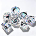 Silver Black Cat Liquid Core 7-Piece Dice Set