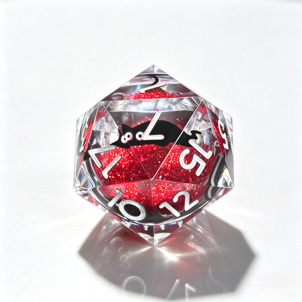 Red Black Cat Liquid Core 7-Piece Dice Set