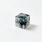Green Reptile Eye Silver Lettering Liquid Core 7-Piece Dice Set