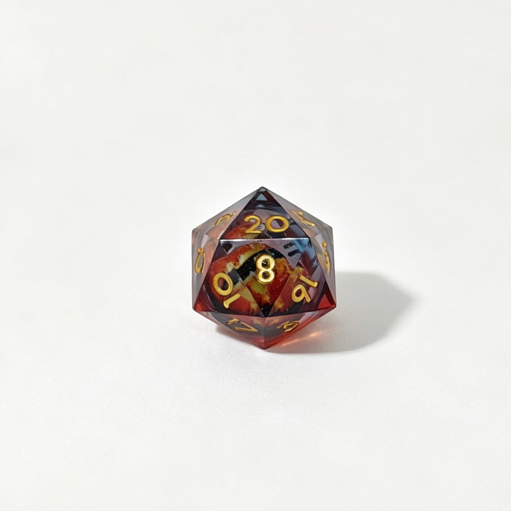 Gradient Red-Blue Gold Lettering Liquid Core 7-Piece Dice Set