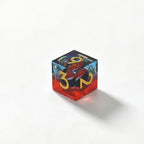 Gradient Red-Blue Gold Lettering Liquid Core 7-Piece Dice Set