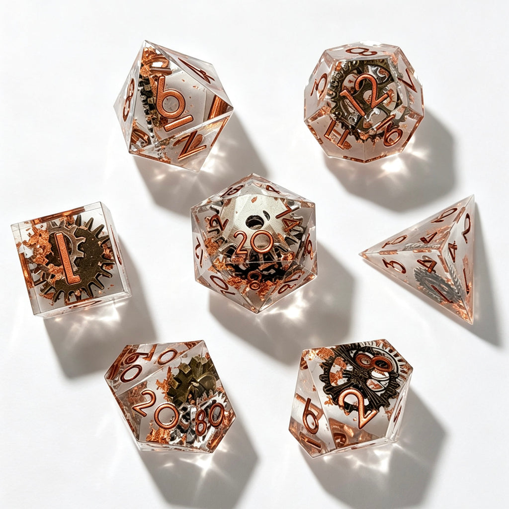 Steampunk Solid Core 7-Piece Dice Set