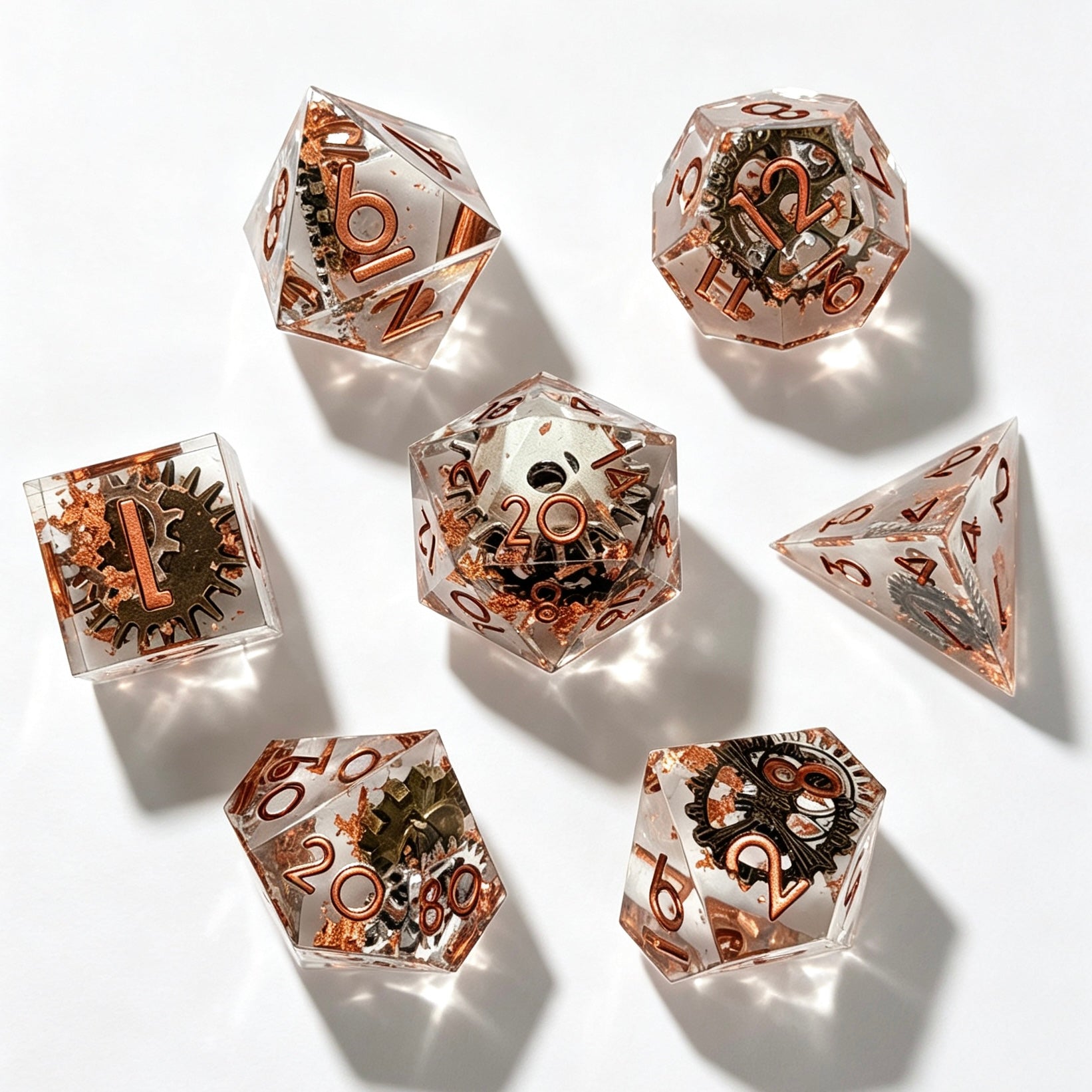 Steampunk Solid Core 7-Piece Dice Set