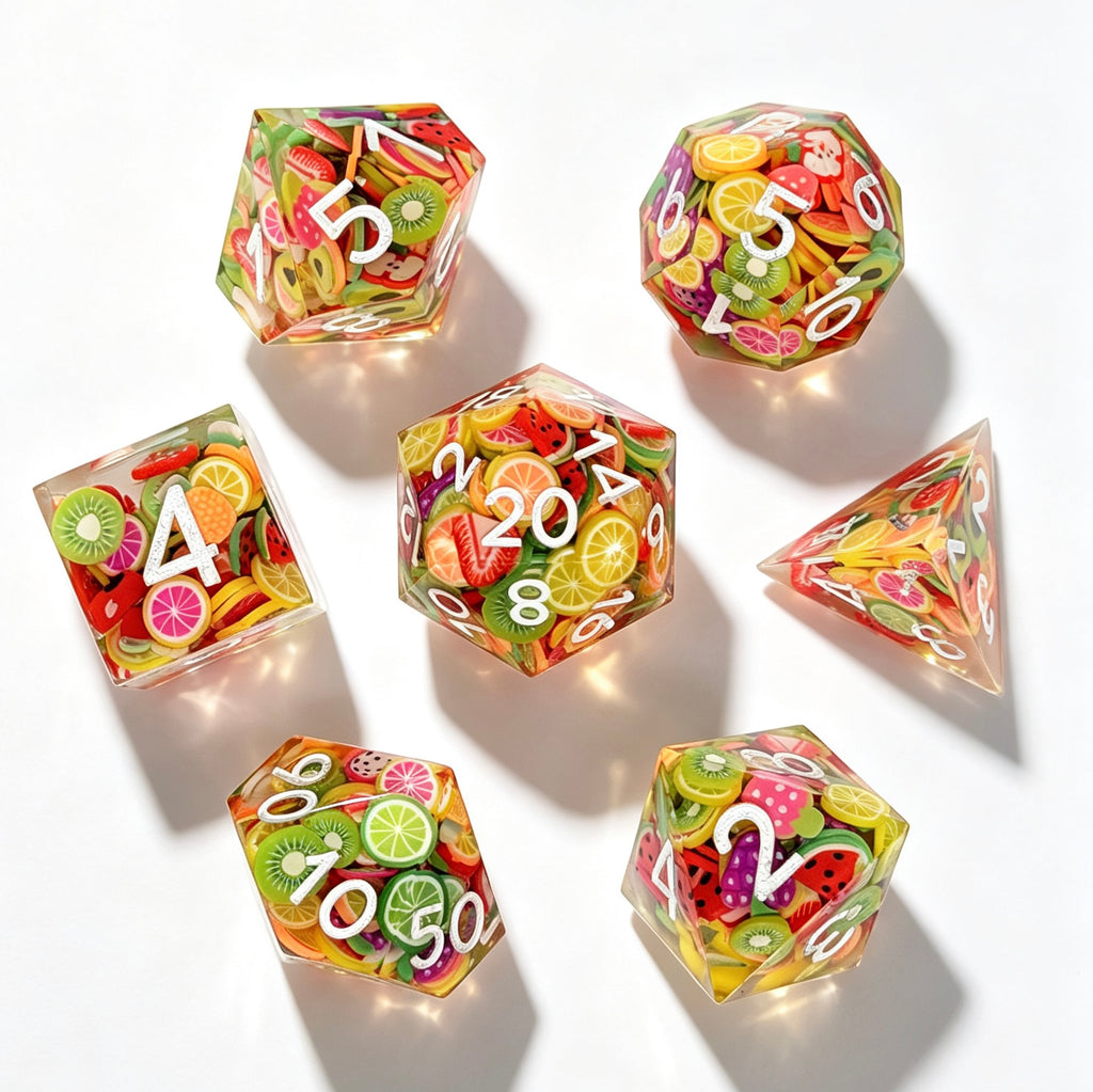 Fruit Slices Solid Core 7-Piece Dice Set