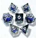 Black-Purple Eye White Lettering Liquid Core 7-Piece Dice Set